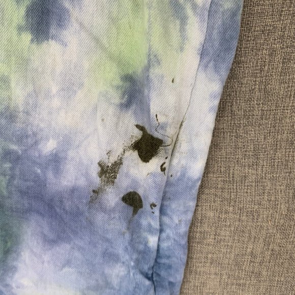 Unique Mens Embellish Tie Dye Jeans Distressed Ripped 30 Cotton Spandex Blue - Picture 7 of 16